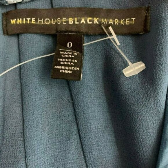 White House Black Market S/0 Teal Flocked Floral Velvet V-Choker Neck Tank Top - Picture 6 of 6